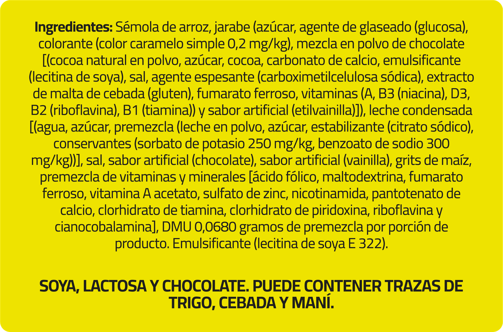 Ingredientes ChooPis